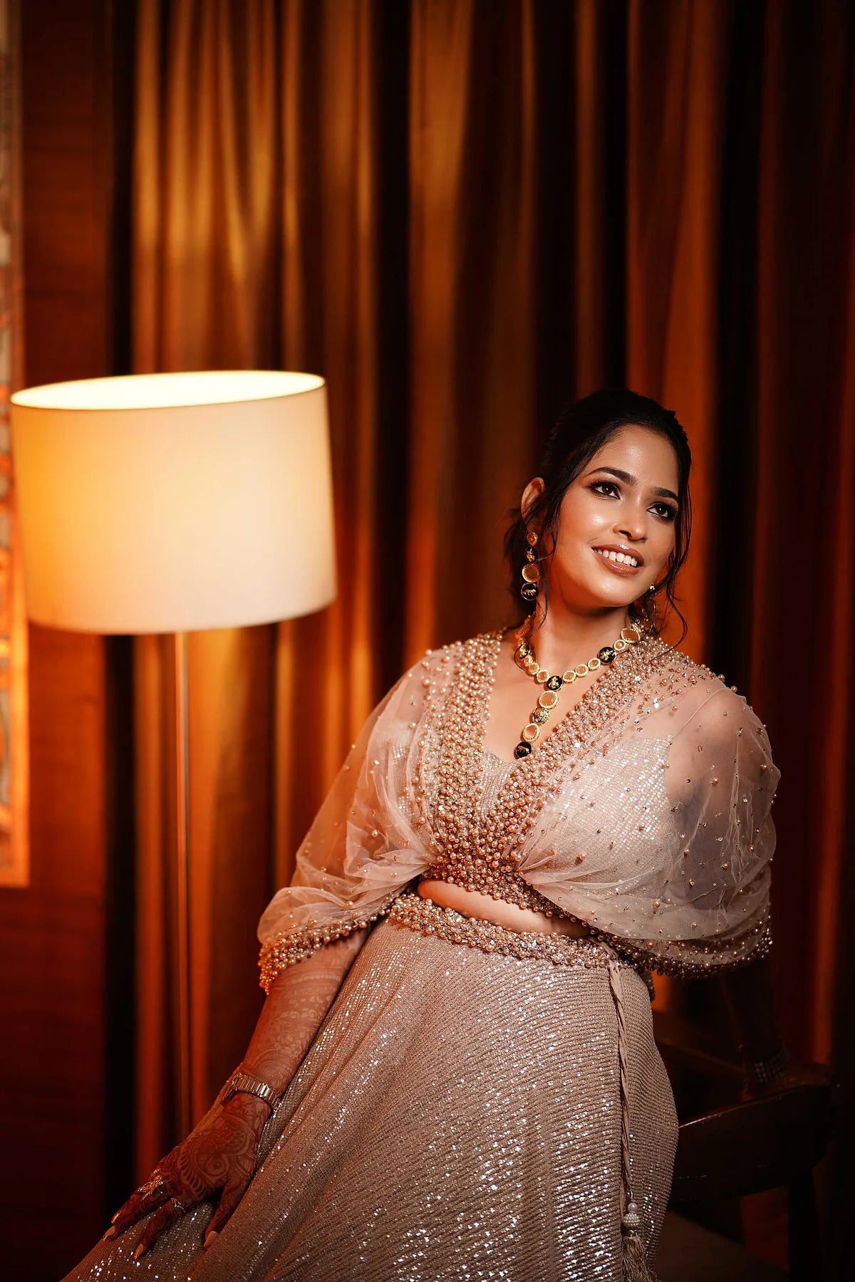 Christian bridal makeup by Vinni — white lace veil with soft rosy lips, Bangalore